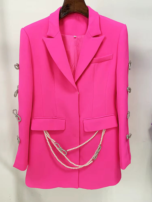 Embellished Pink Blazer Dress