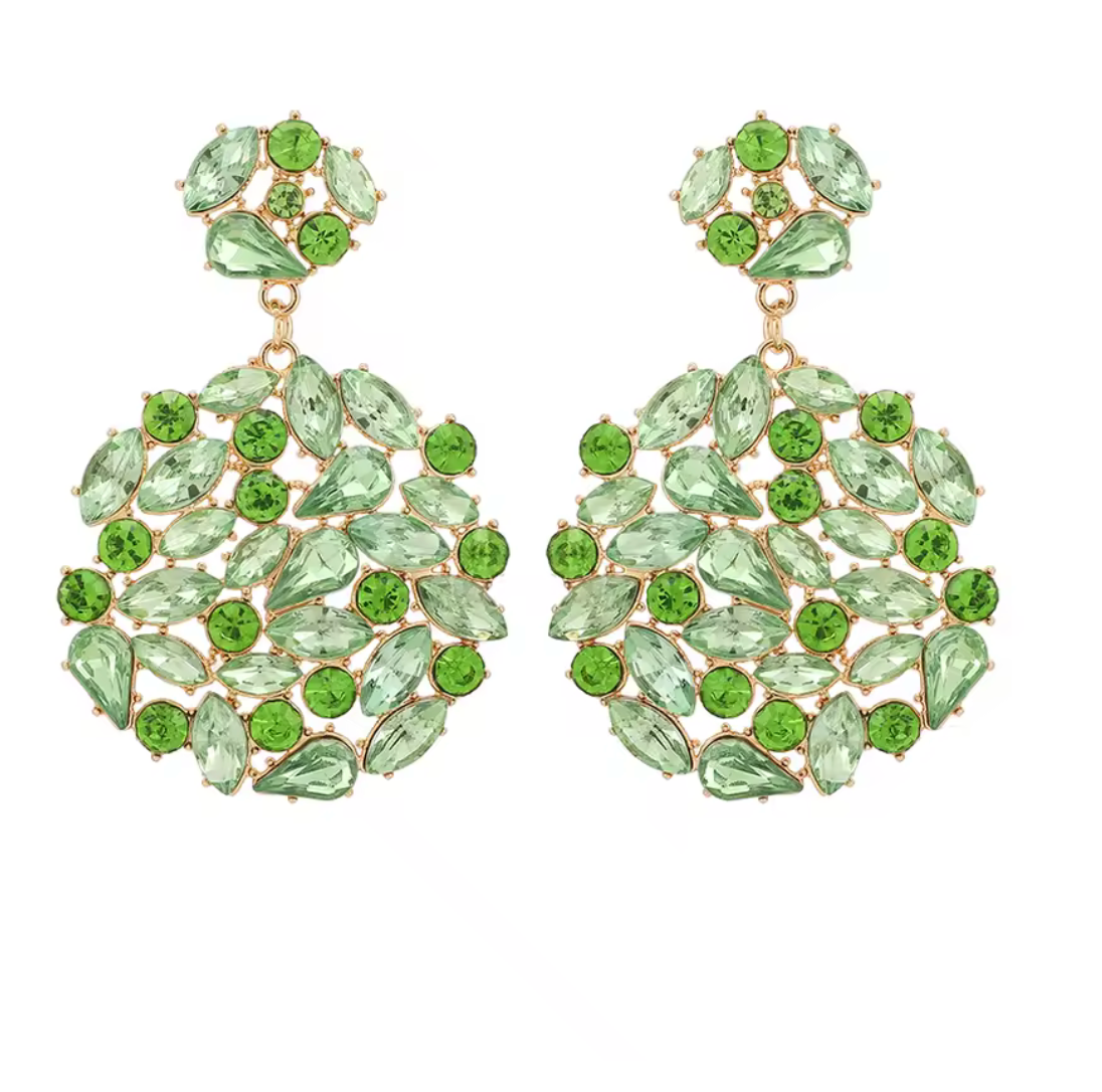 Round Crystal/Rhinestone Solid Dangle Earrings