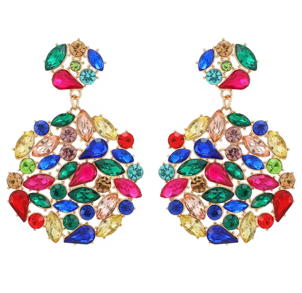 Round Crystal/Rhinestone Solid Dangle Earrings