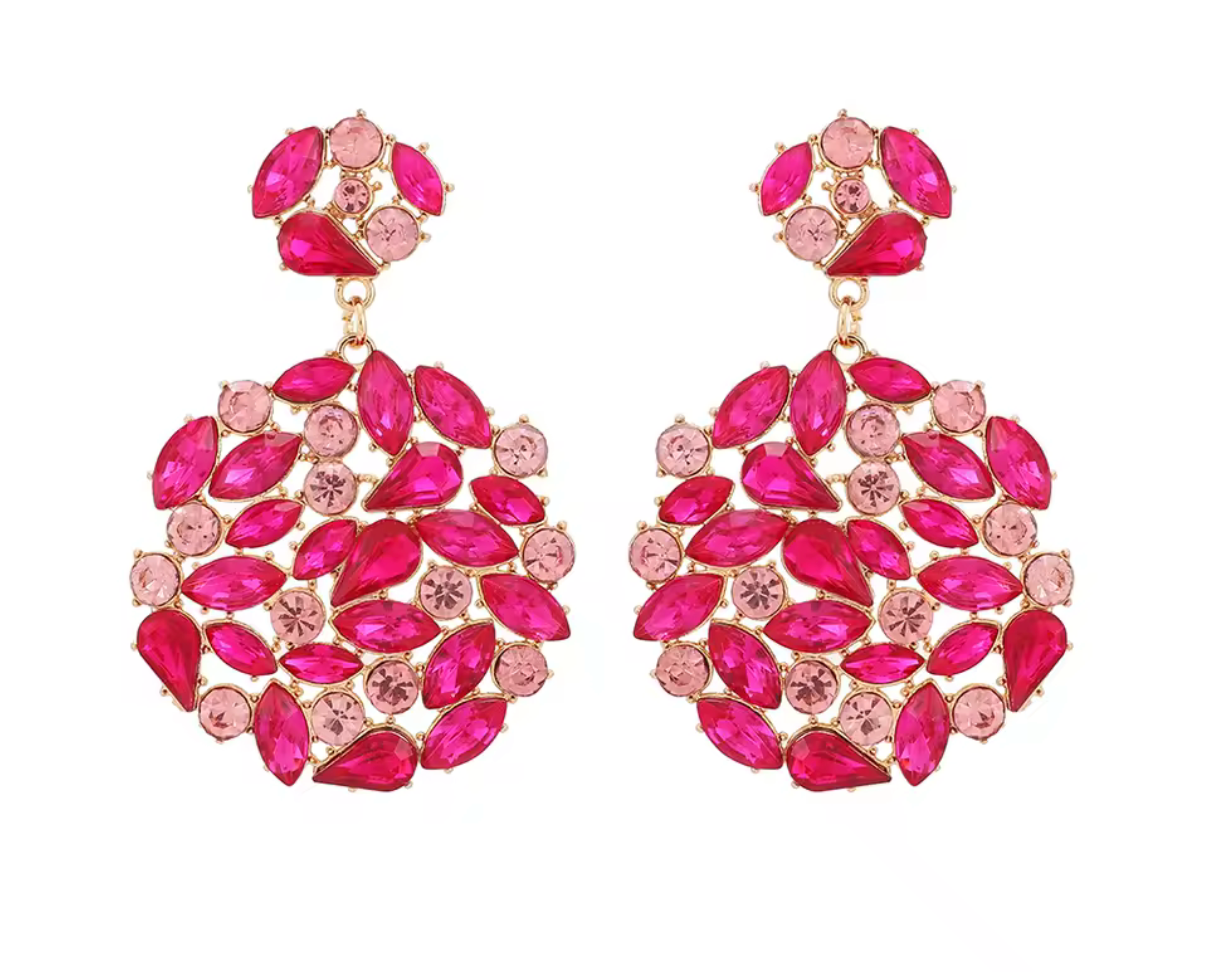 Round Crystal/Rhinestone Solid Dangle Earrings