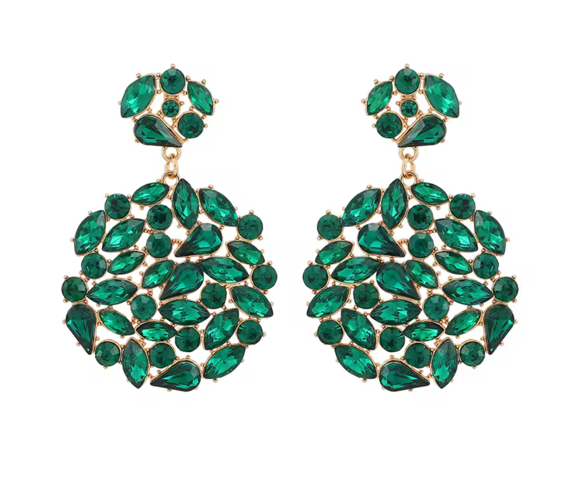 Round Crystal/Rhinestone Solid Dangle Earrings