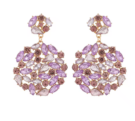 Round Crystal/Rhinestone Solid Dangle Earrings