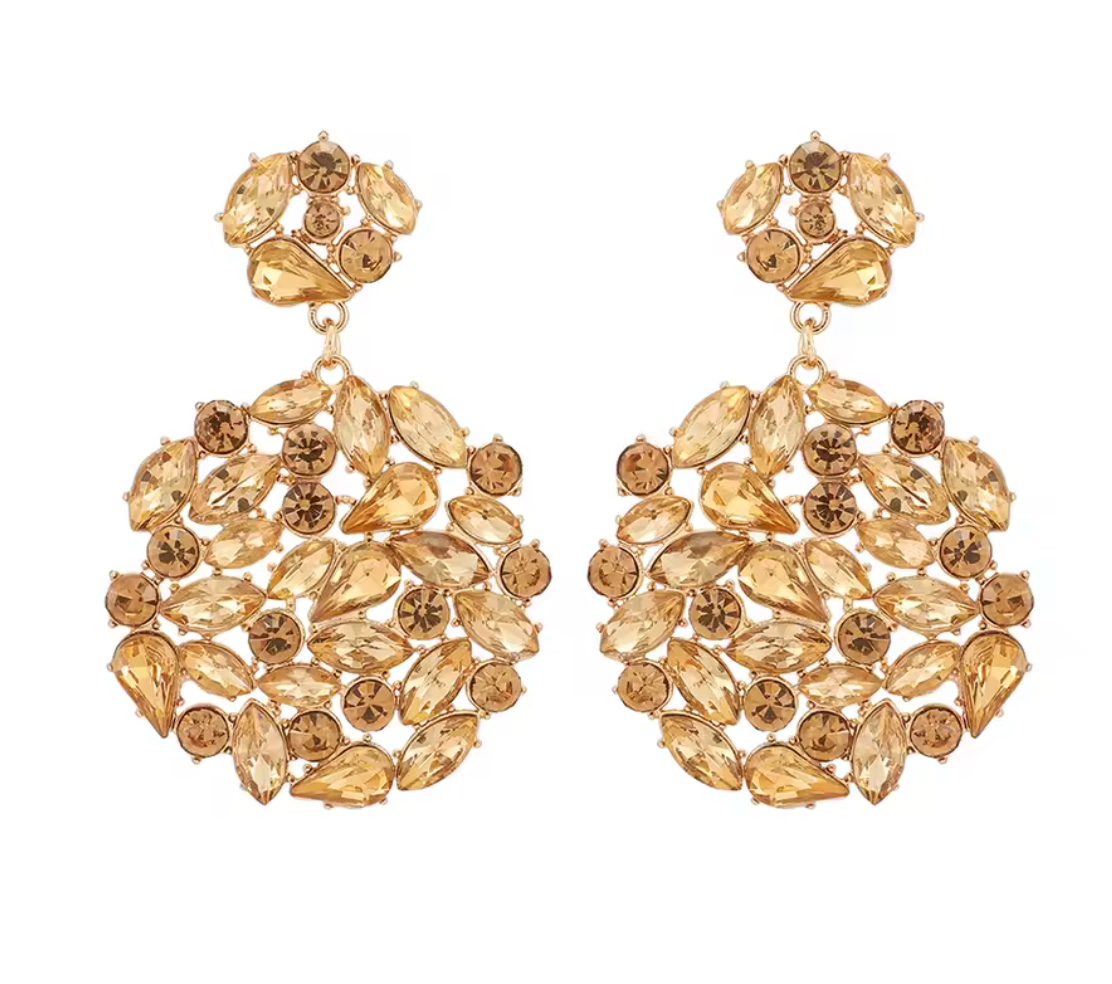 Round Crystal/Rhinestone Solid Dangle Earrings