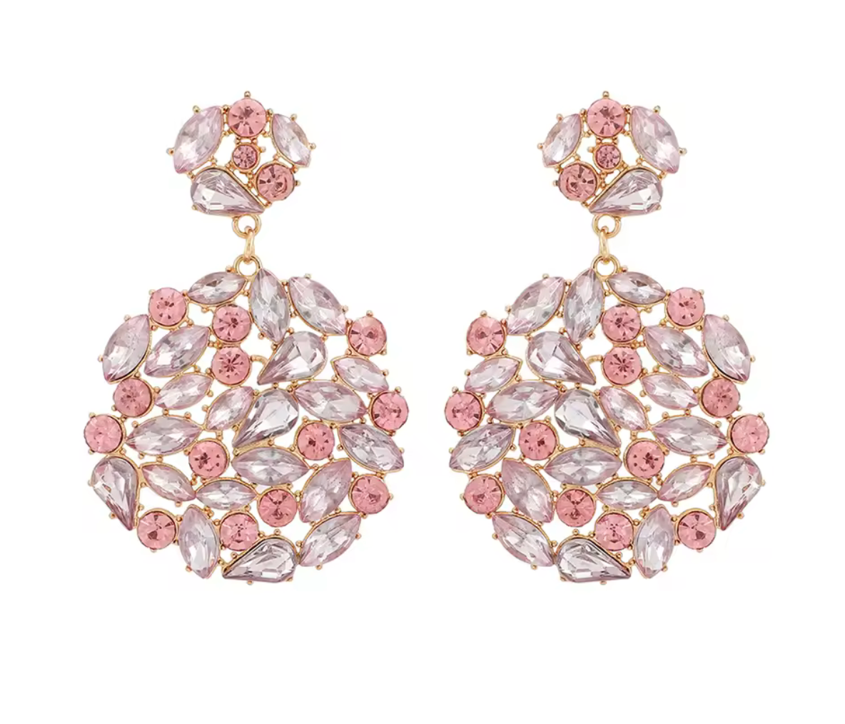 Round Crystal/Rhinestone Solid Dangle Earrings