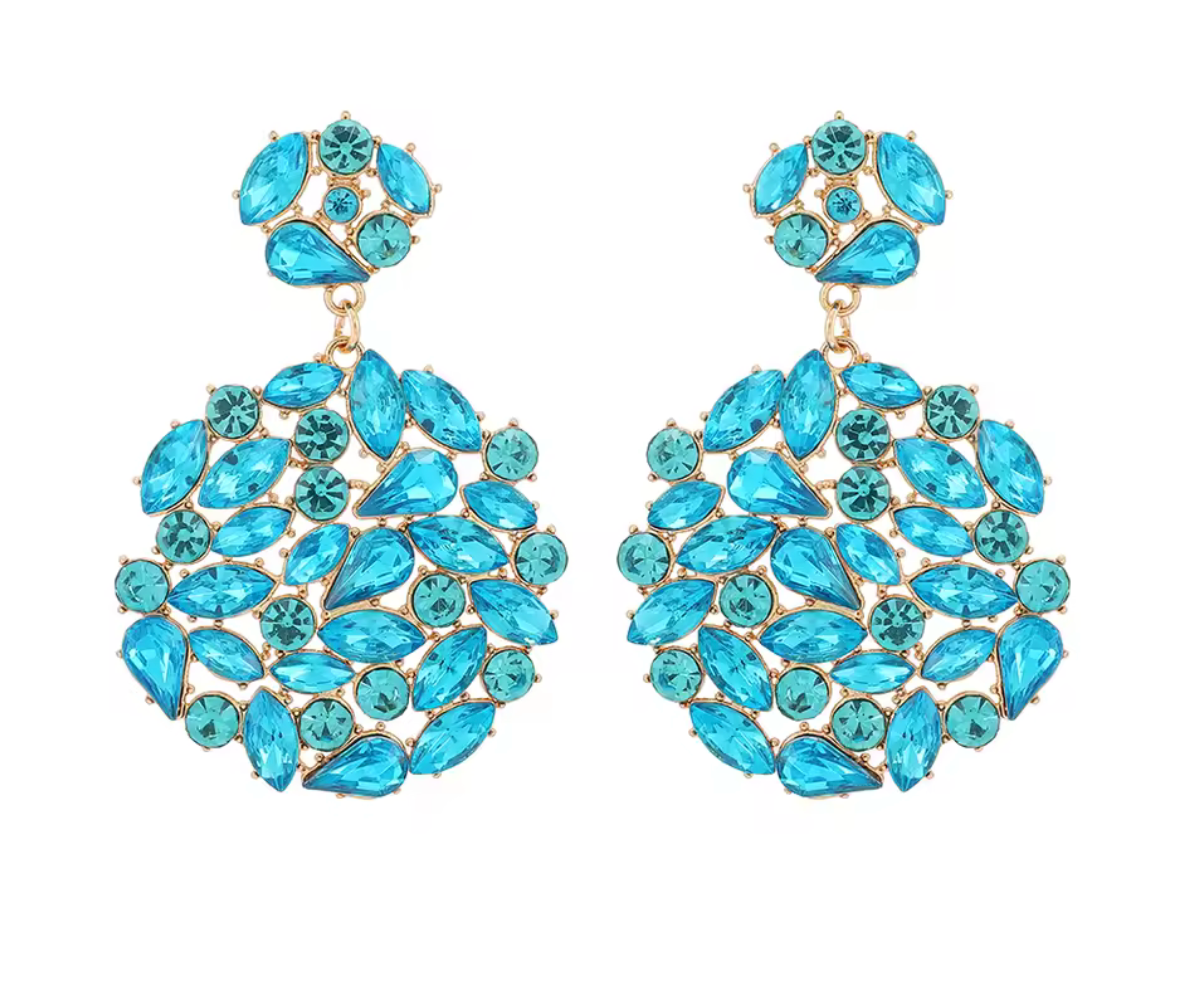 Round Crystal/Rhinestone Solid Dangle Earrings