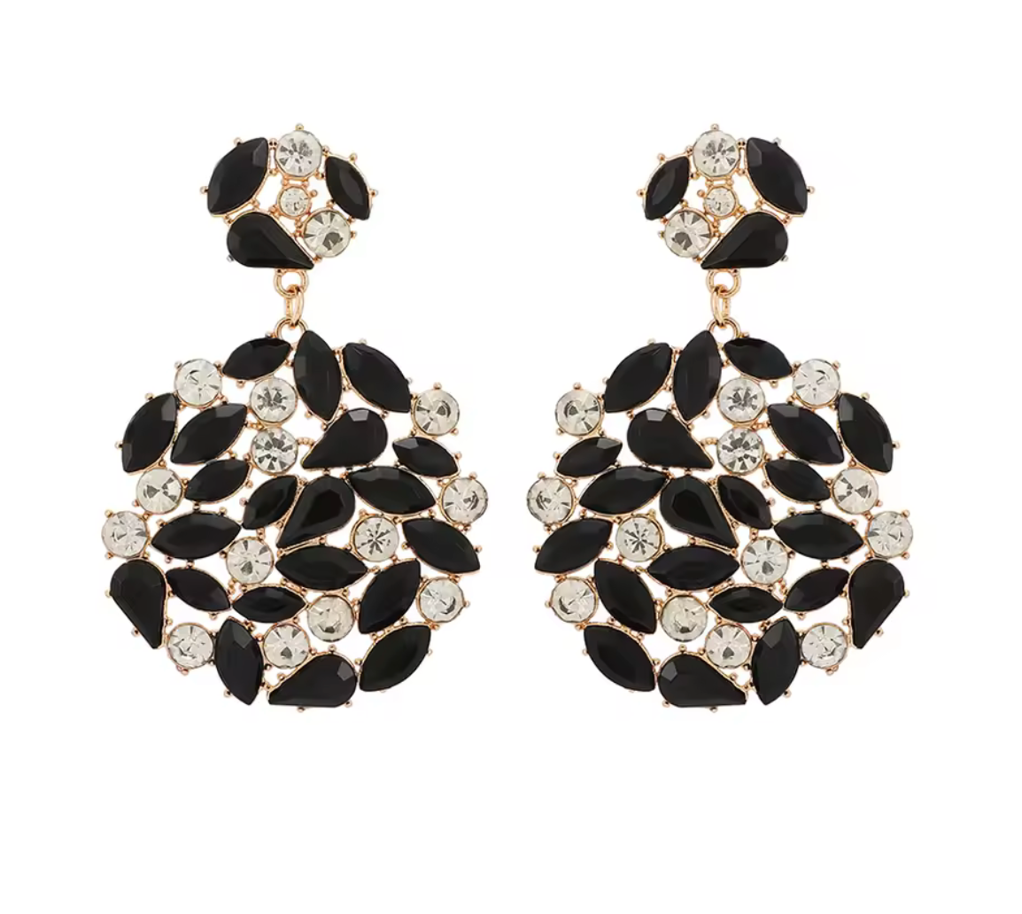 Round Crystal/Rhinestone Solid Dangle Earrings