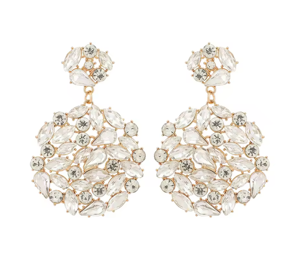 Round Crystal/Rhinestone Solid Dangle Earrings