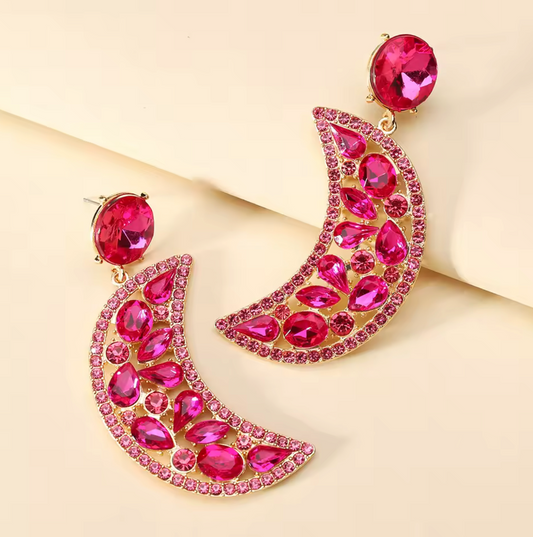 Crescent Moon Crystal Earrings