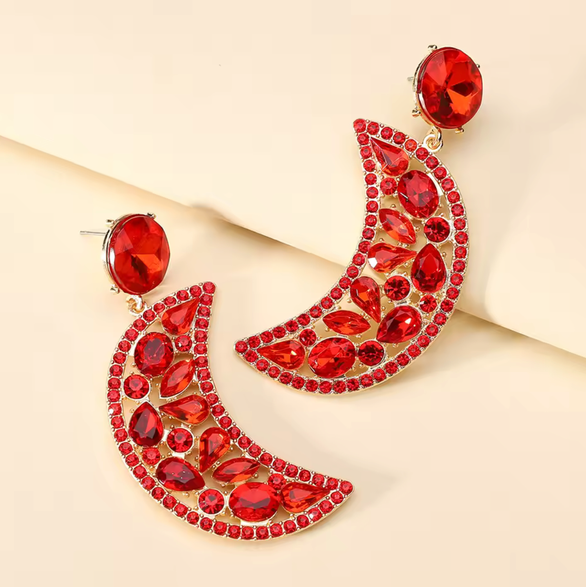 Crescent Moon Crystal Earrings