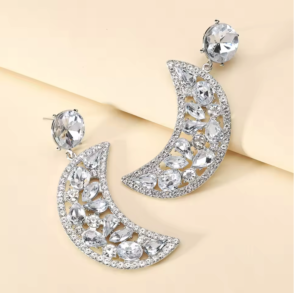 Crescent Moon Crystal Earrings