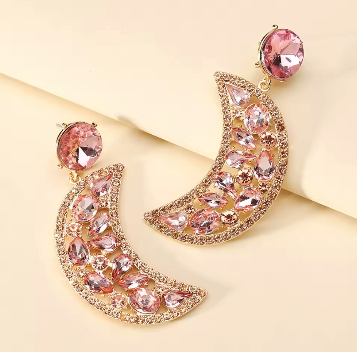 Crescent Moon Crystal Earrings