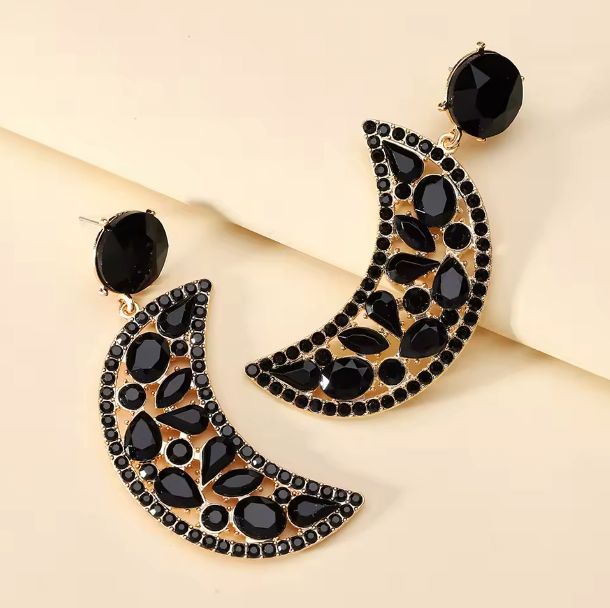 Crescent Moon Crystal Earrings