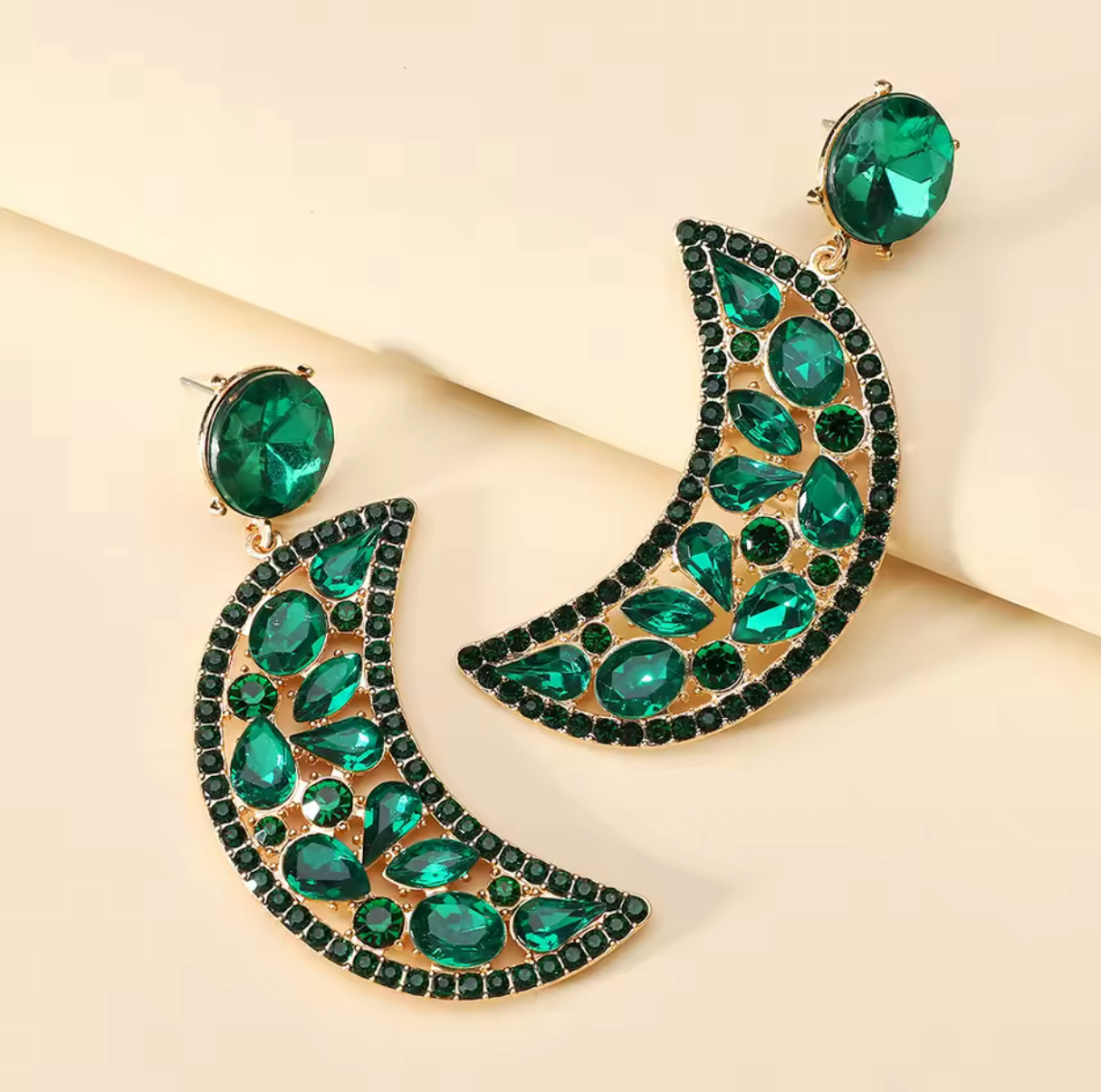 Crescent Moon Crystal Earrings
