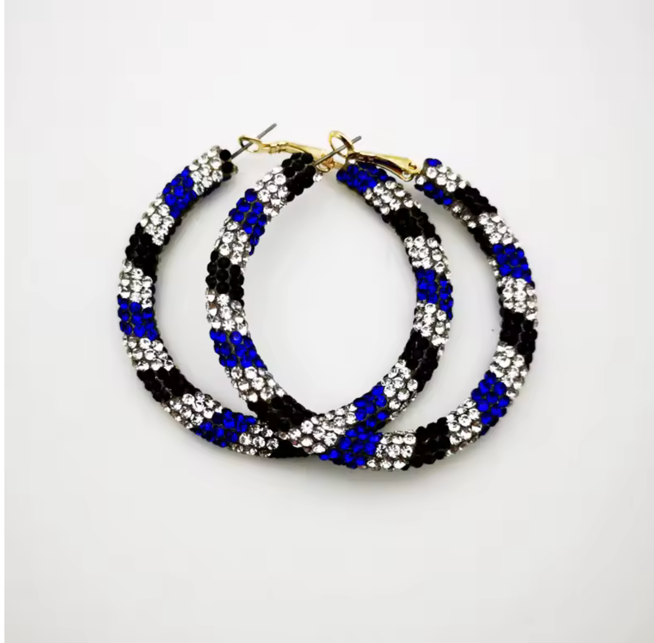 Mult-Colored Rhinestone Hoop Earrings