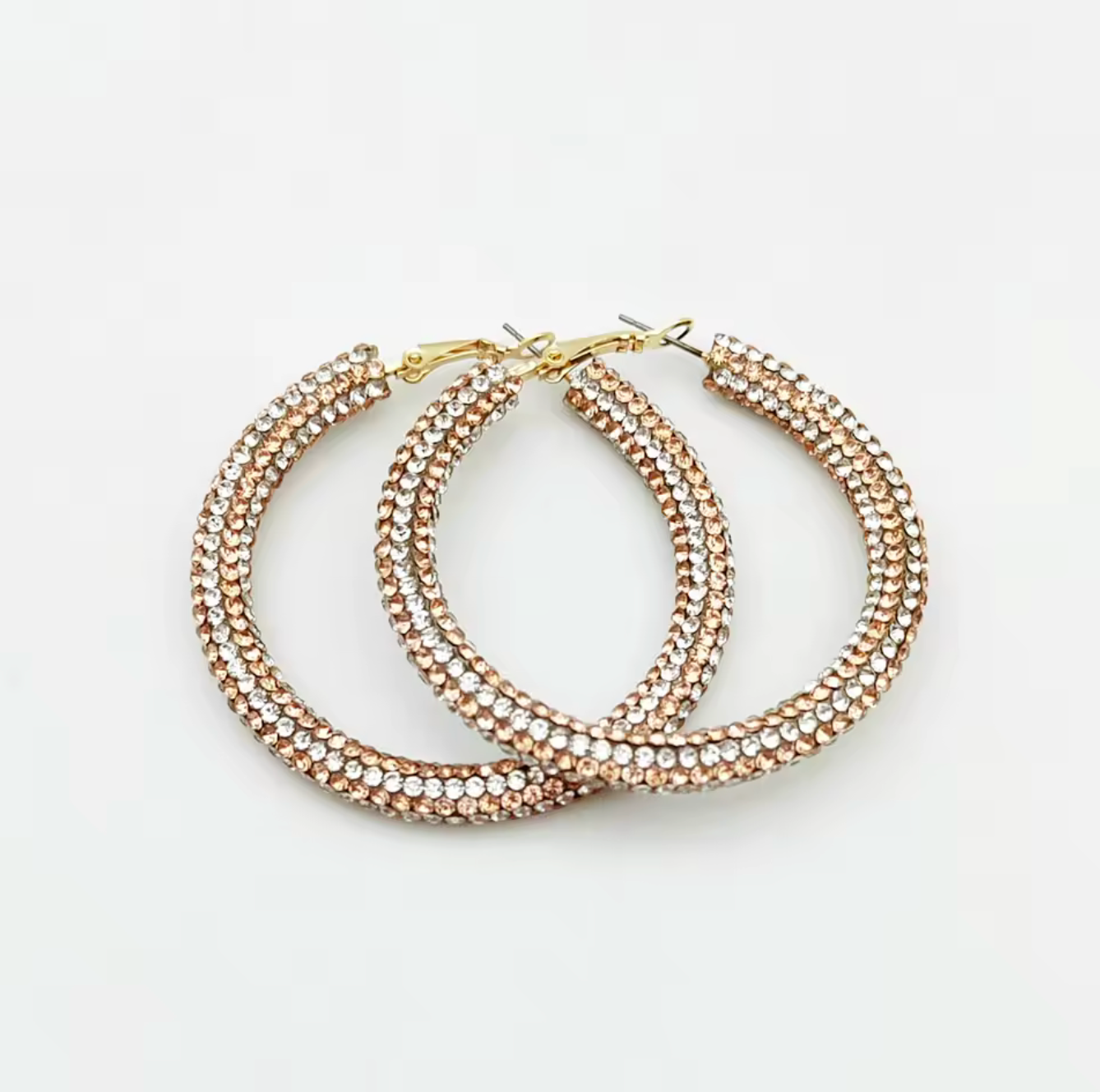 Mult-Colored Rhinestone Hoop Earrings