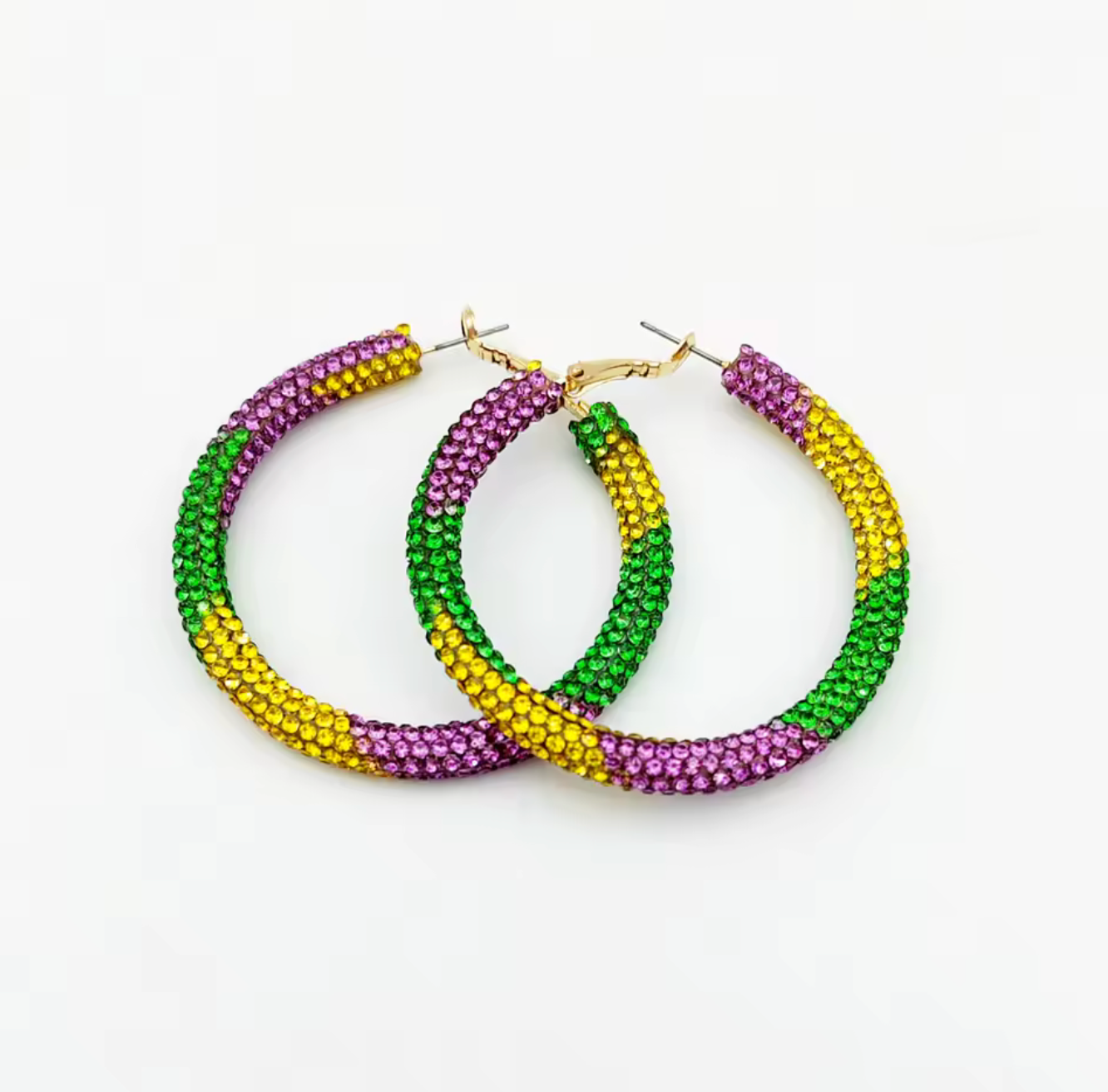 Mult-Colored Rhinestone Hoop Earrings