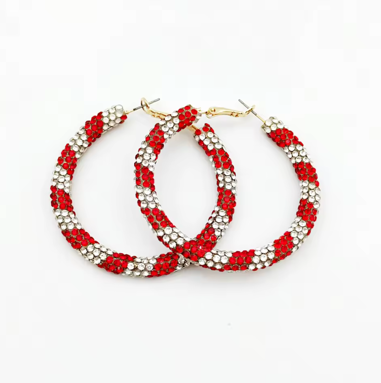 Mult-Colored Rhinestone Hoop Earrings