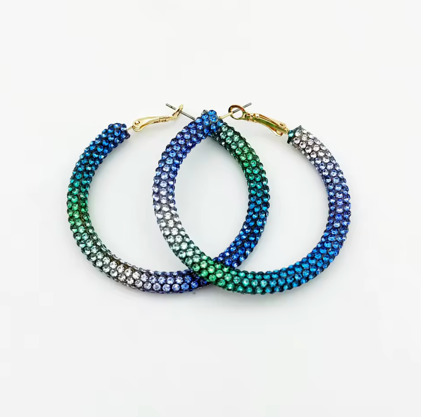 Mult-Colored Rhinestone Hoop Earrings