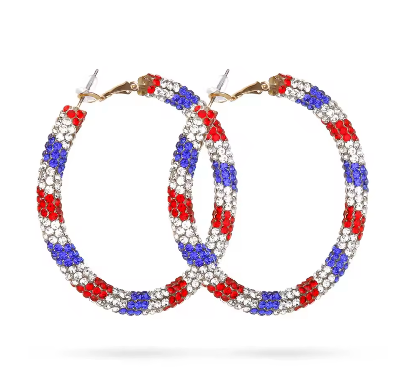 Mult-Colored Rhinestone Hoop Earrings