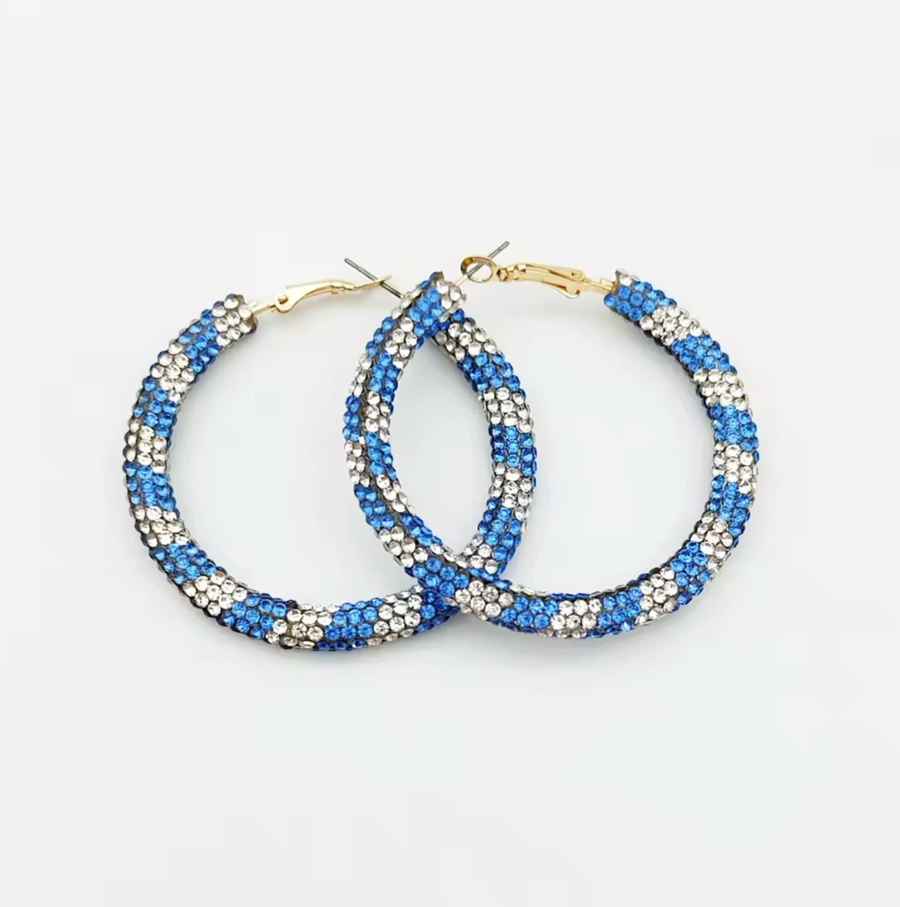 Mult-Colored Rhinestone Hoop Earrings