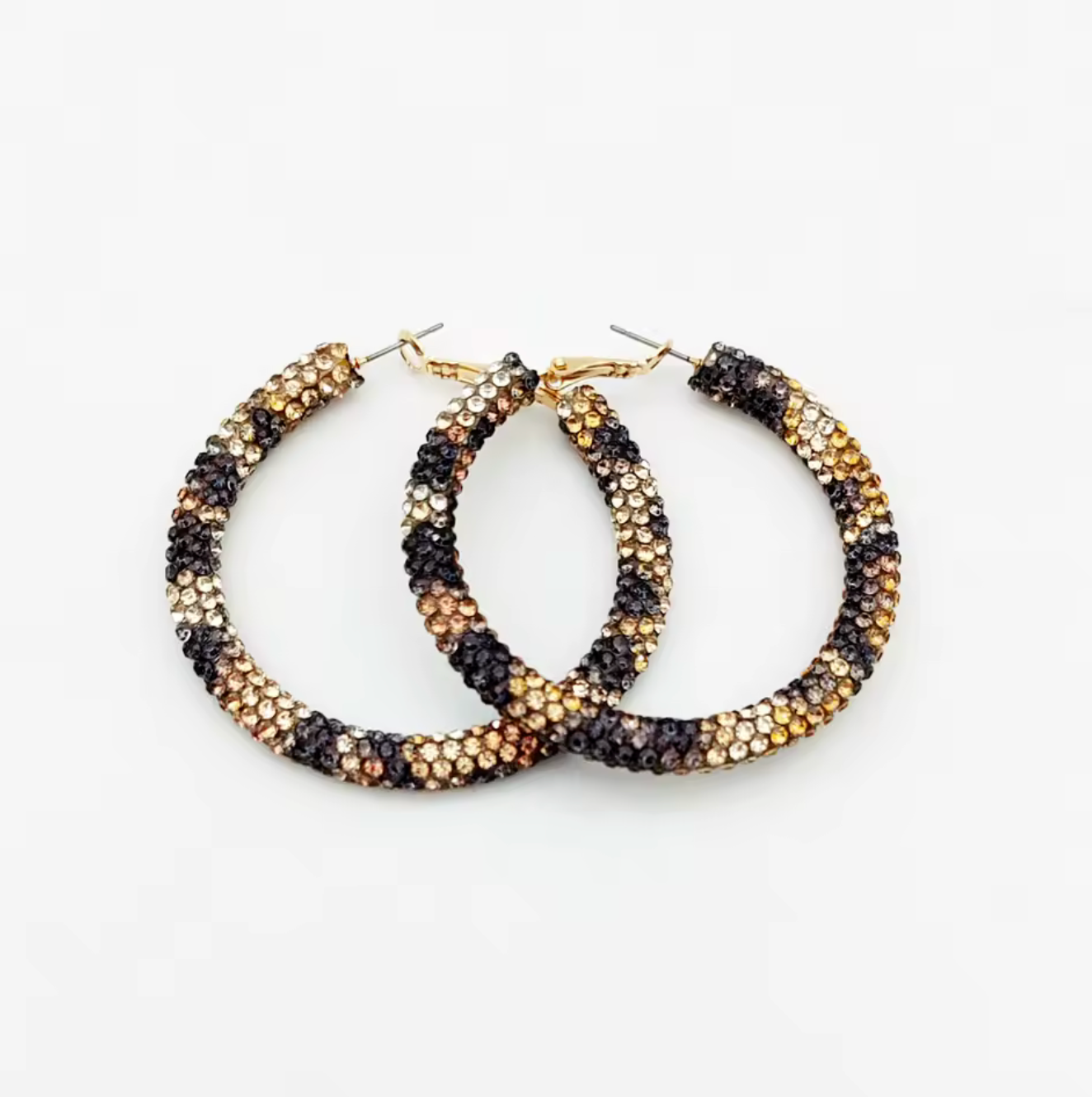 Mult-Colored Rhinestone Hoop Earrings