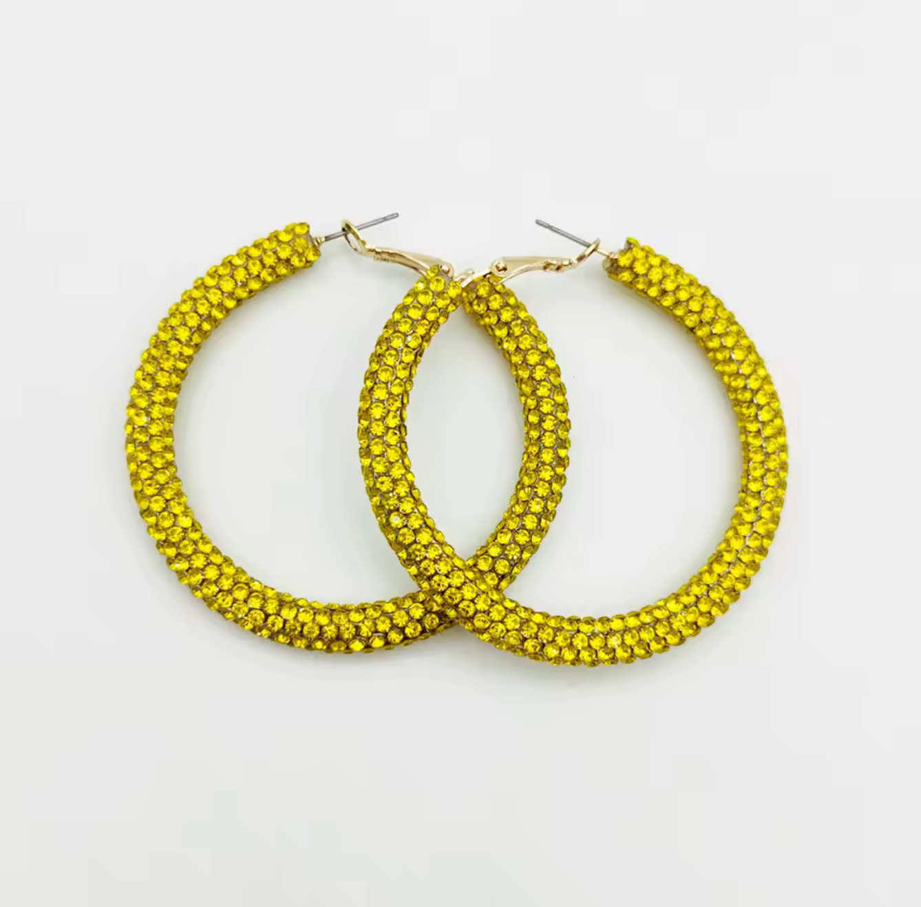 Solid Color Rhinestone Hoop Earrings