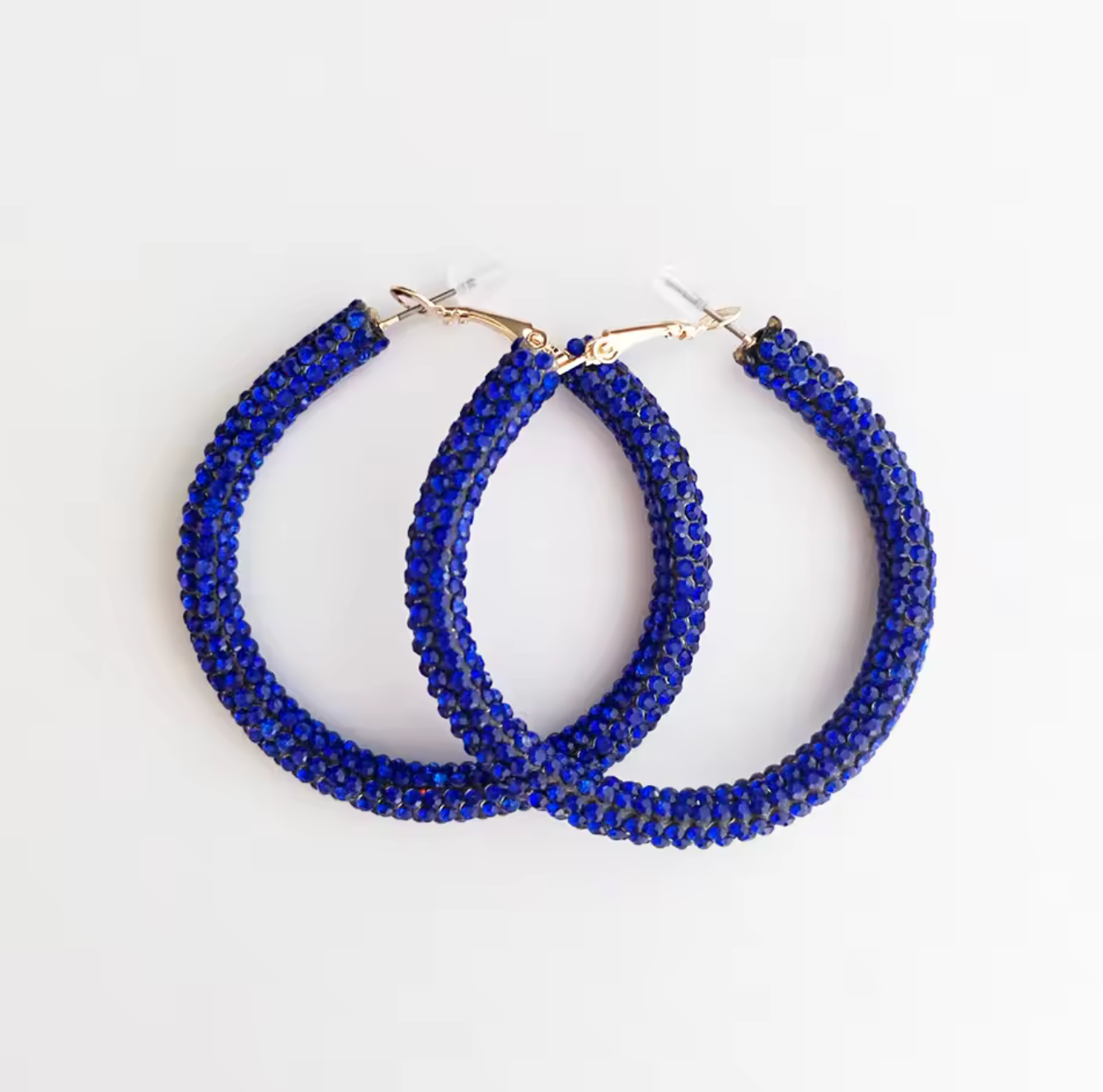 Solid Color Rhinestone Hoop Earrings