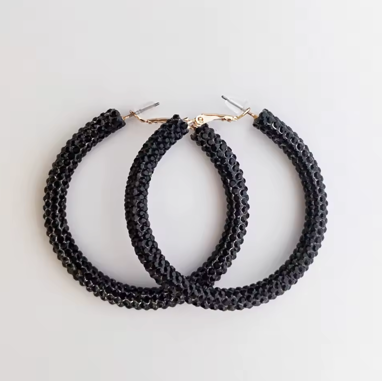 Solid Color Rhinestone Hoop Earrings