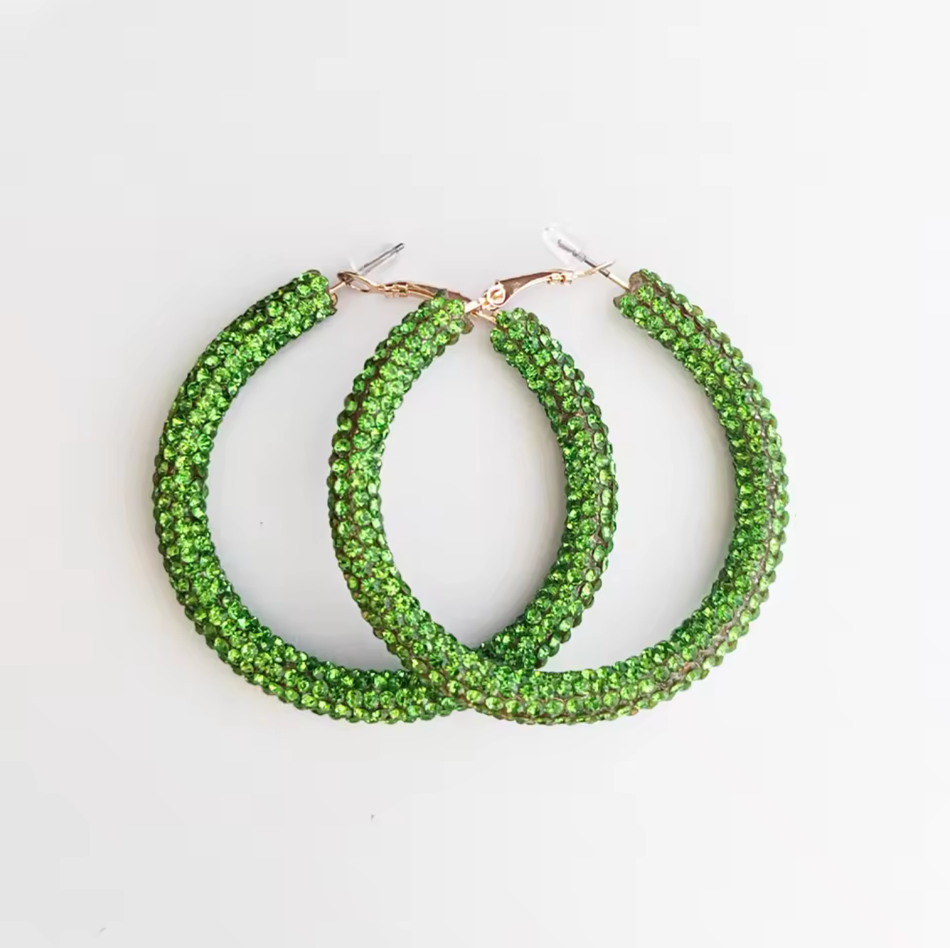 Solid Color Rhinestone Hoop Earrings