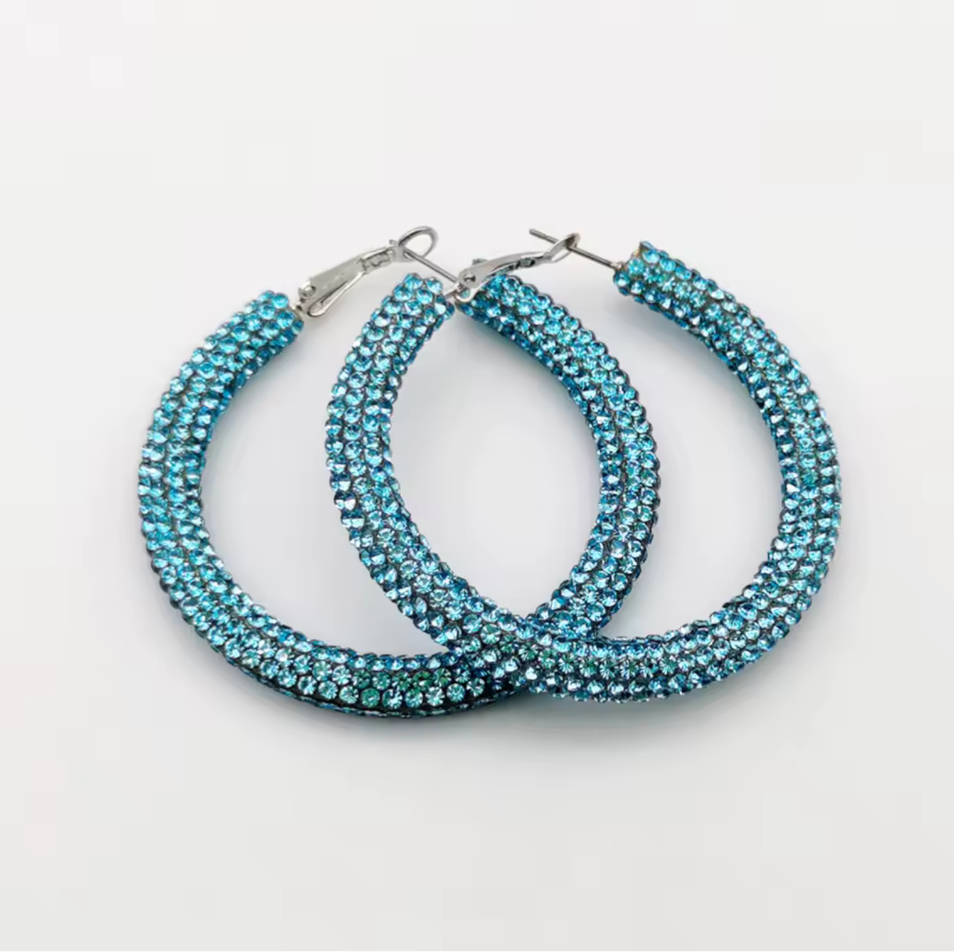 Solid Color Rhinestone Hoop Earrings