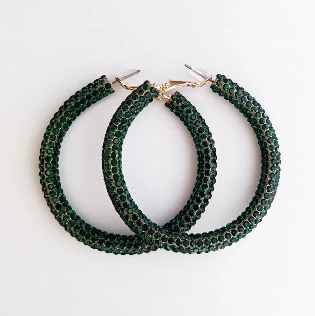 Solid Color Rhinestone Hoop Earrings