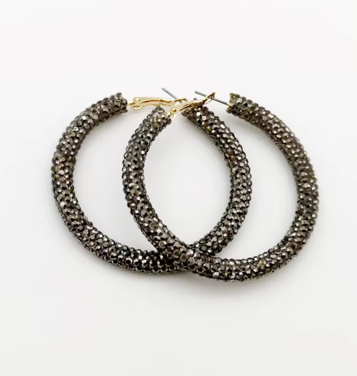 Solid Color Rhinestone Hoop Earrings