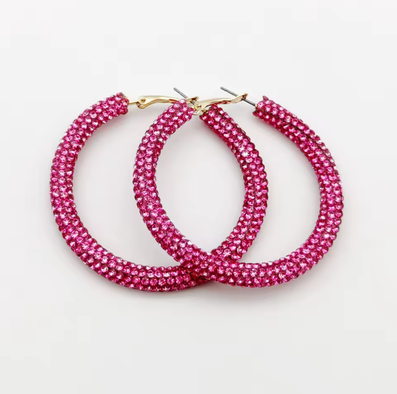 Solid Color Rhinestone Hoop Earrings