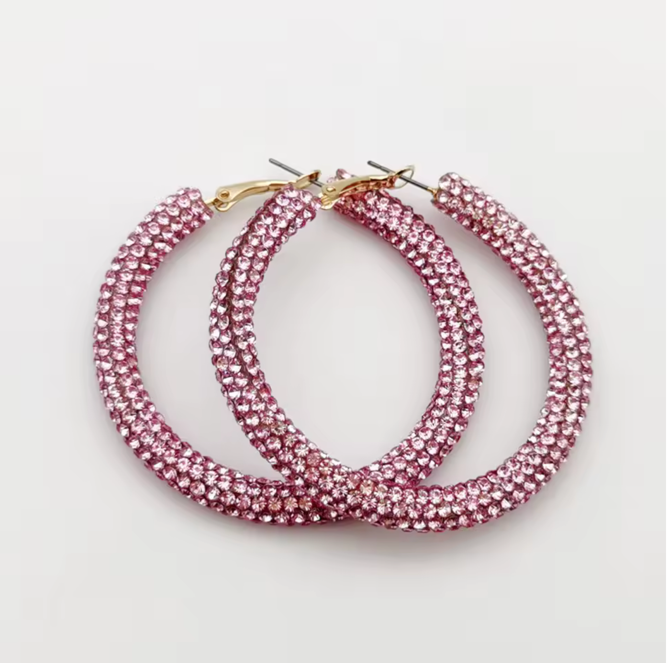 Solid Color Rhinestone Hoop Earrings