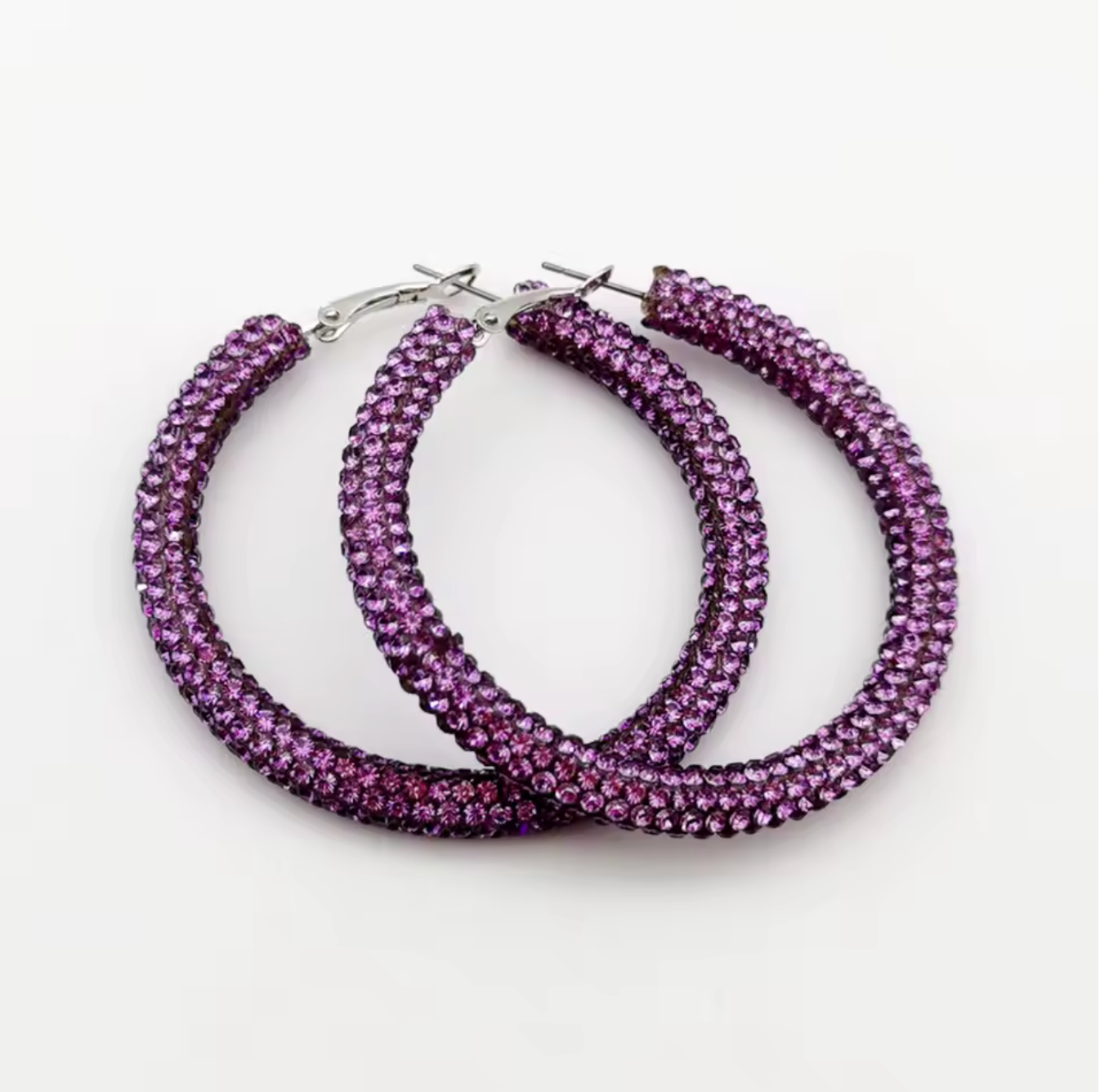 Solid Color Rhinestone Hoop Earrings