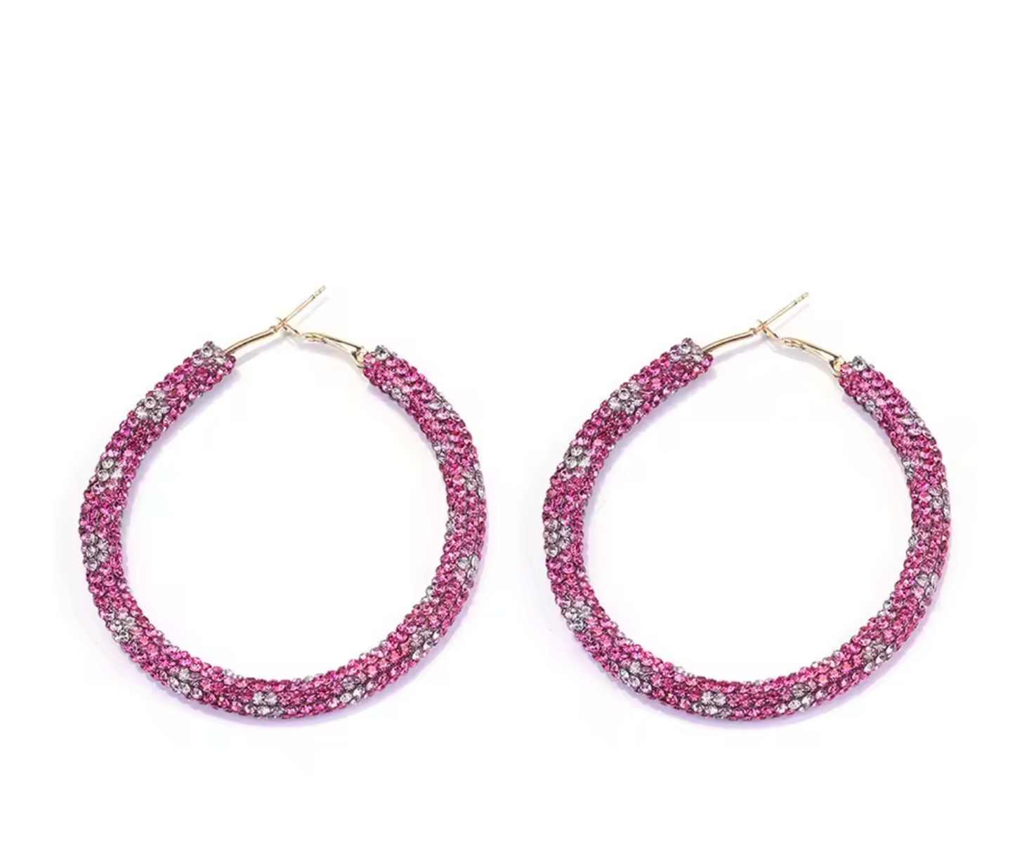 Mult-Colored Rhinestone Hoop Earrings