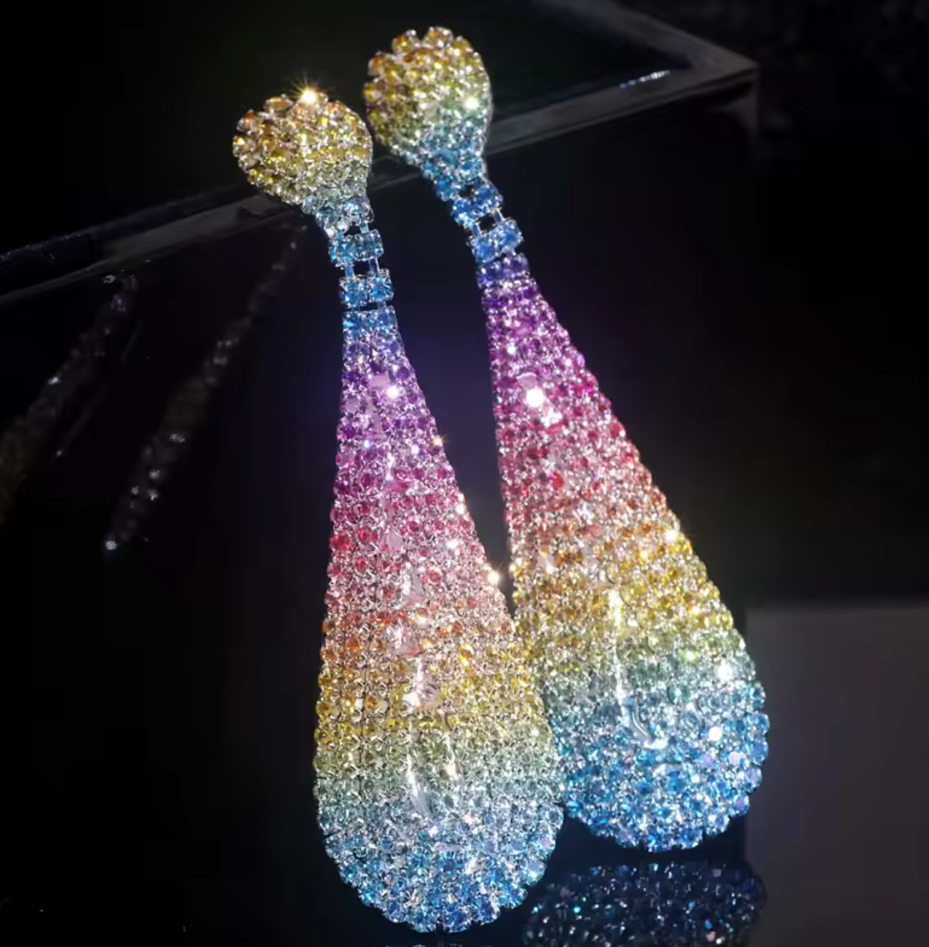 Crystal Ombre Teardrop Earrings