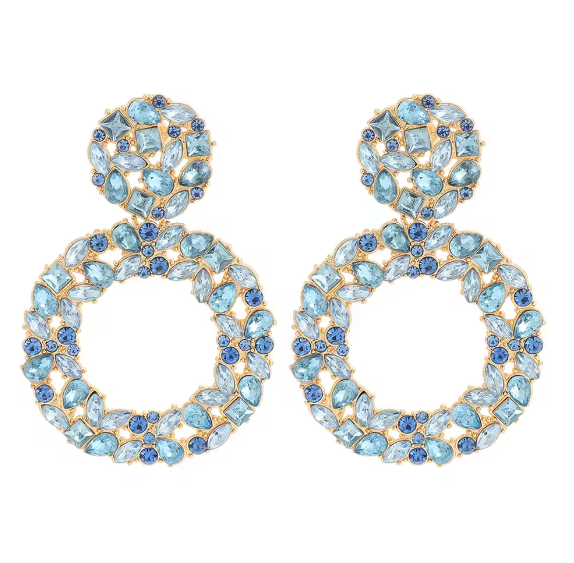 Round Crystal/Rhinestone Hollow Drop Earrings