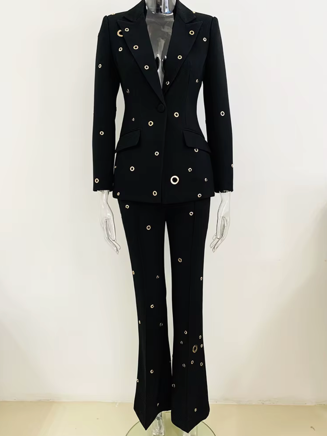 Hole Punch Embellished Pant Suit