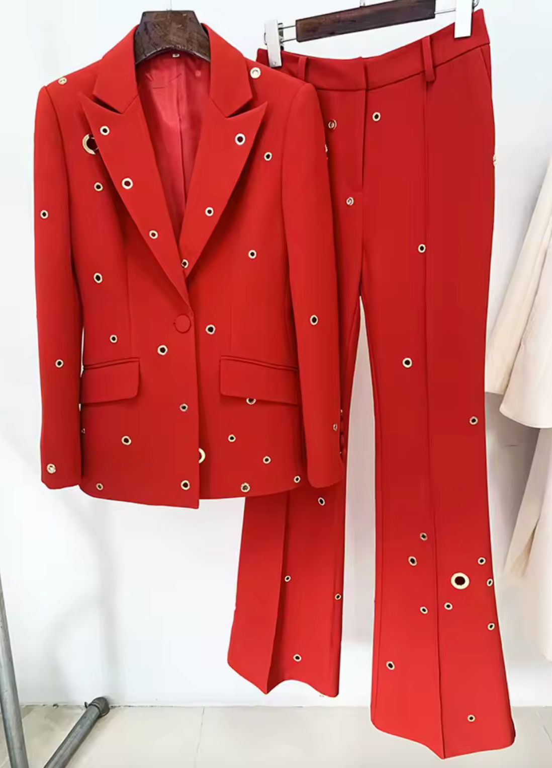 Hole Punch Embellished Pant Suit