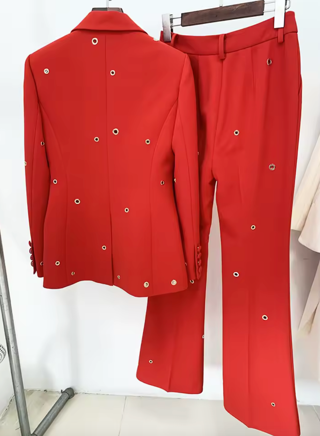 Hole Punch Embellished Pant Suit