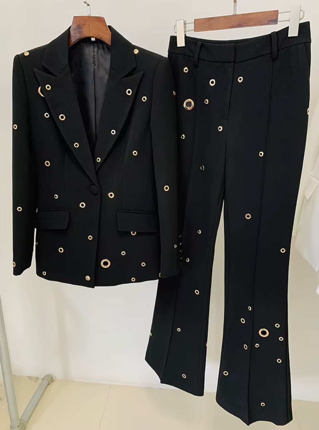 Hole Punch Embellished Pant Suit