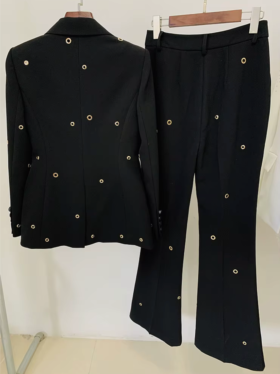Hole Punch Embellished Pant Suit